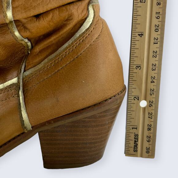 Naona Nana? Light Brown Leather Tall 2.5" Stacked Heel Western Cowgirl Boots 7.5 - Picture 10 of 10